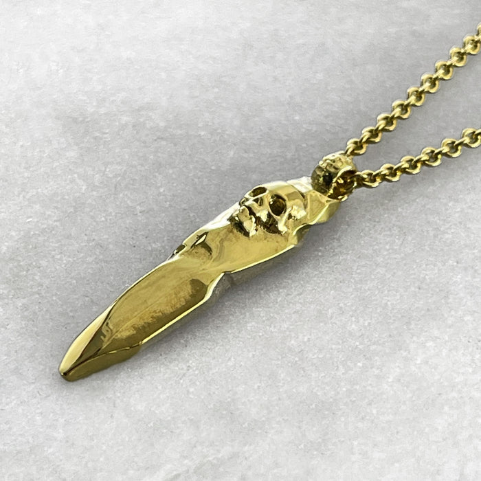 Skull Shard Necklace, Gold Necklace, Macabre Jewelry, Mourning Jewelry, Memento Mori