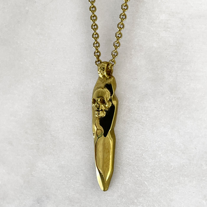 Skull Shard Necklace, Gold Necklace, Macabre Jewelry, Mourning Jewelry, Memento Mori