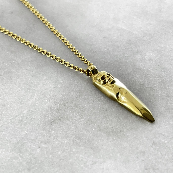 Skull Shard Necklace, Gold Necklace, Macabre Jewelry, Mourning Jewelry, Memento Mori
