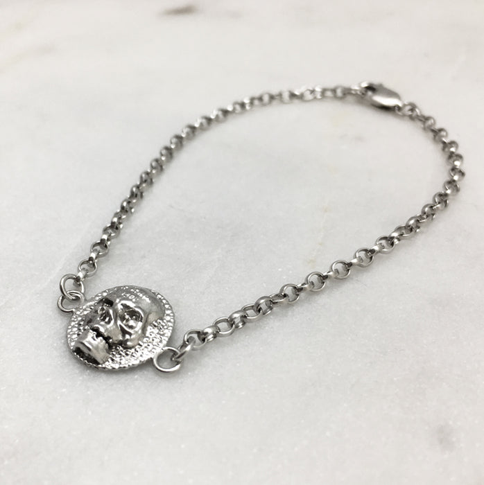 Memento Mori Silver Skull Disc Bracelet