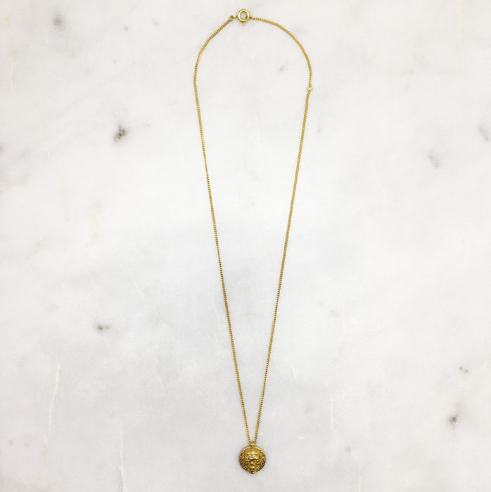 Memento Mori Gold Skull Disc Necklace