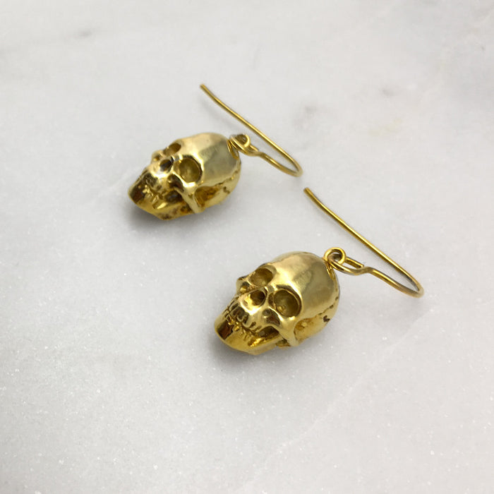 Gold Skull Hook Earrings