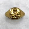  gold skull and crossbones ring top view