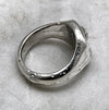 silver skull and crossbones ring side view