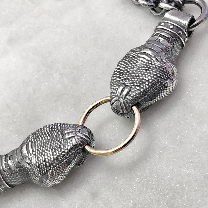 Snake Head Bracelet, Silver Snake Bracelet With Ruby Eyes, Macabre Jewelry, Gift For Him, Gift For Her, Snake Jewelry, Statement Bracelet