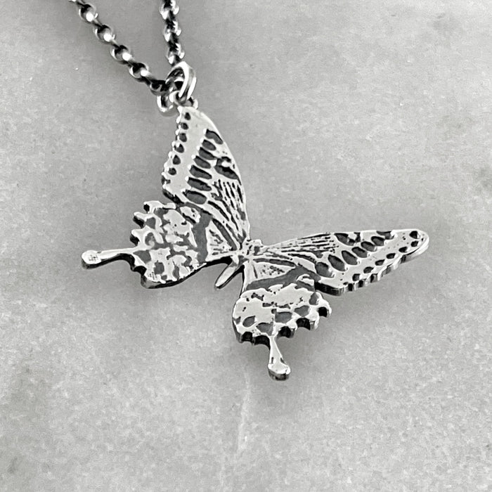 Silver Butterfly Pendant Necklace