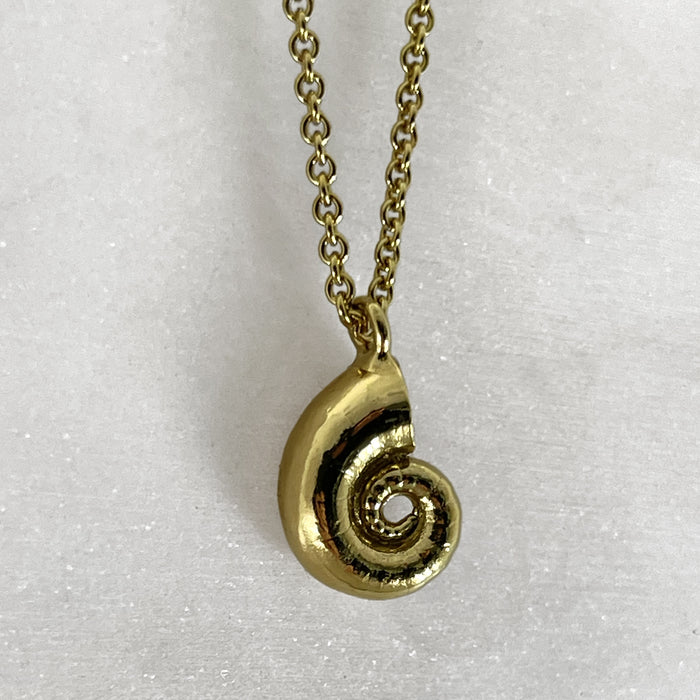 Tiny Gold Spirula Necklace, Shell Necklace, Ocean Jewelry, Beach Necklace, Boho Necklace