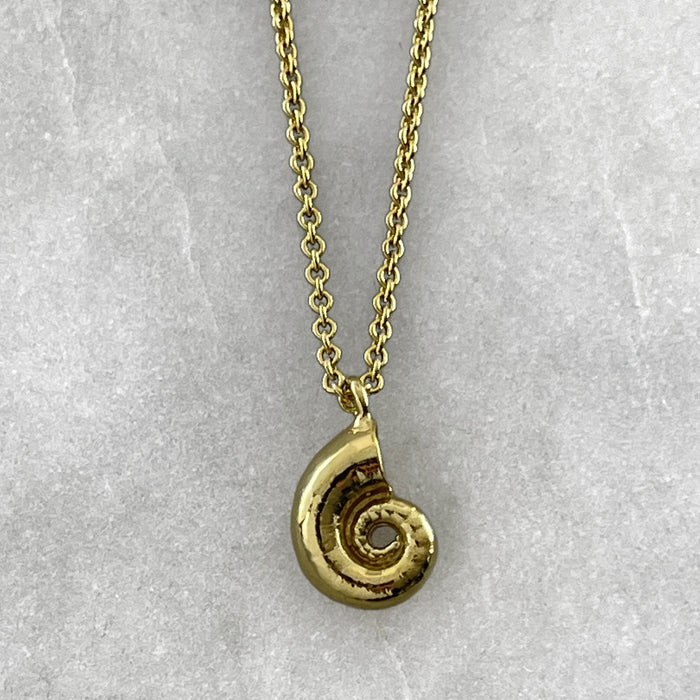 Tiny Gold Spirula Necklace, Shell Necklace, Ocean Jewelry, Beach Necklace, Boho Necklace
