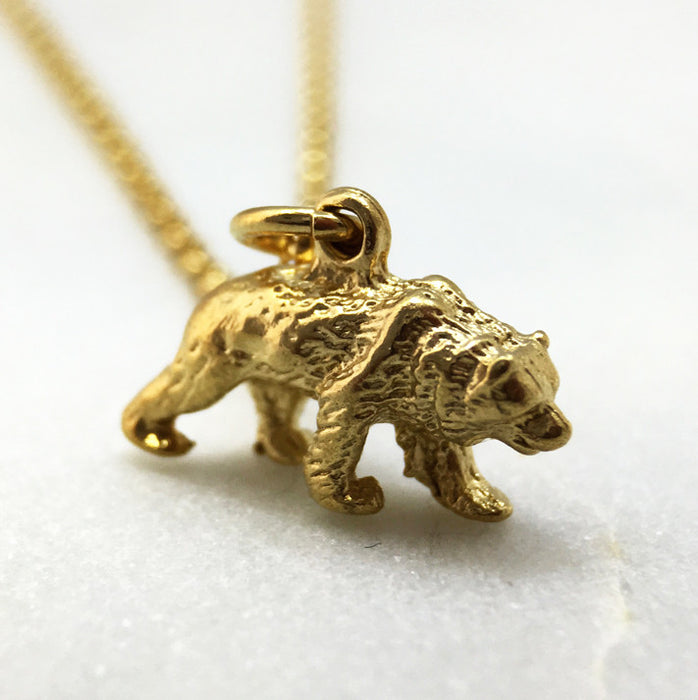 gold bear pendant detail