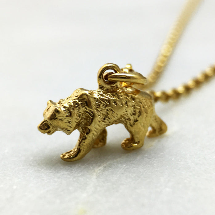 gold bear pendant side view