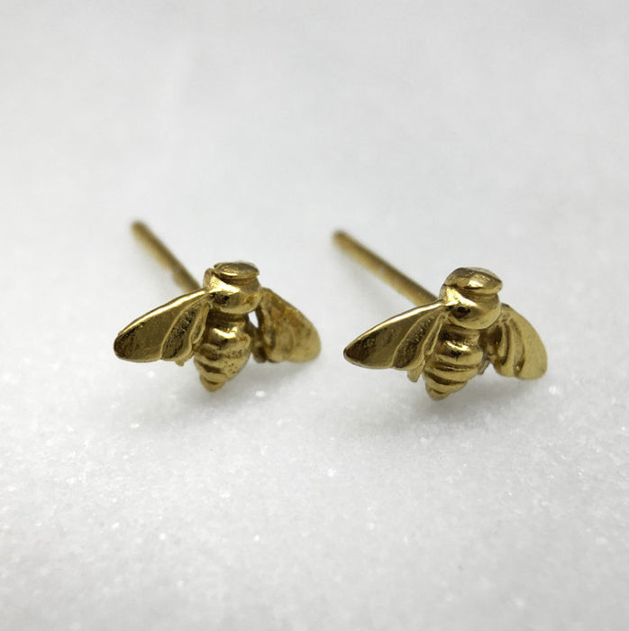 Tiny Gold Bee Studs