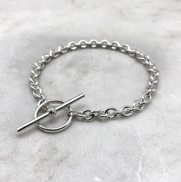Silver Link T-Bar Bracelet