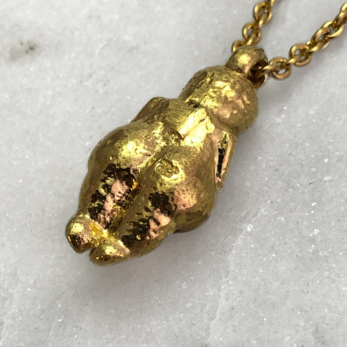 Large Venus Of Willendorf Gold Necklace