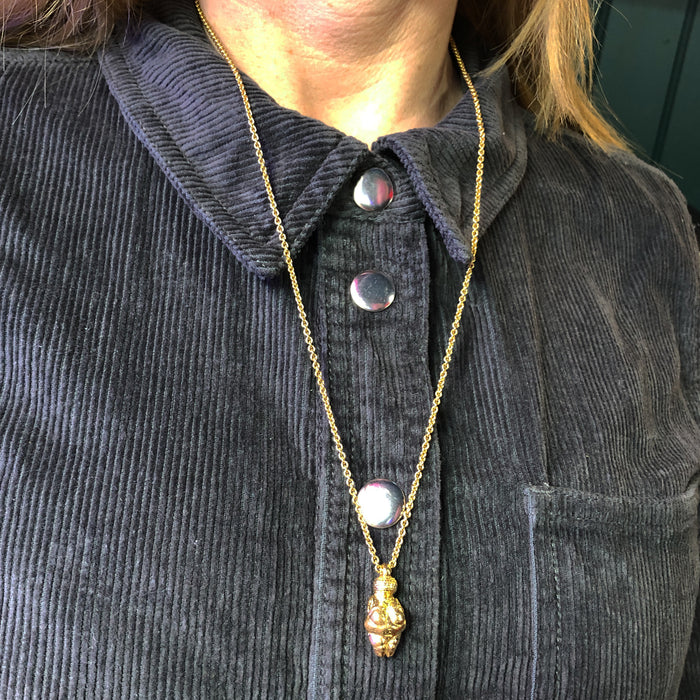 Large Venus Of Willendorf Gold Necklace