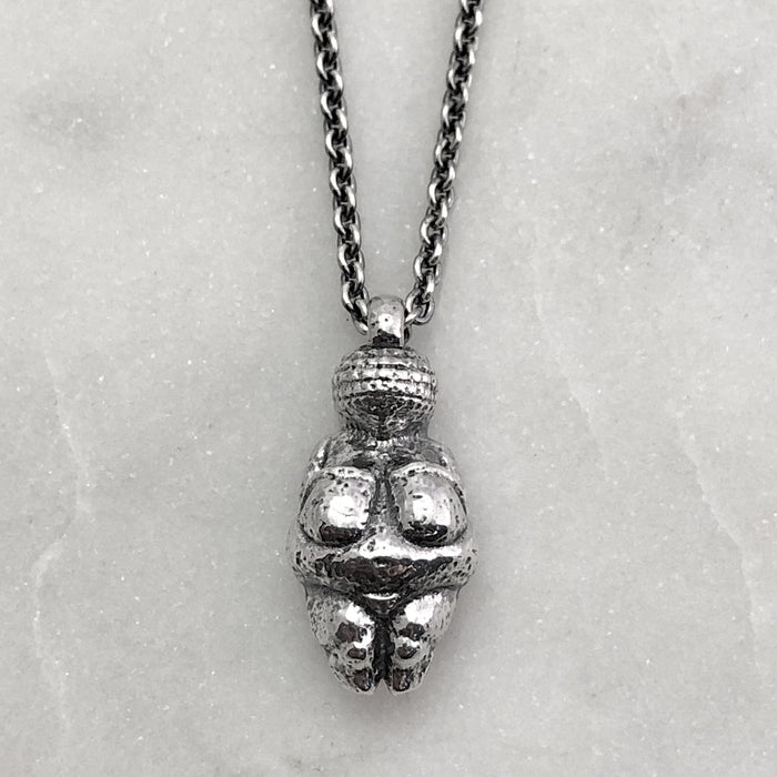 Large Venus Of Willendorf Oxidised Necklace
