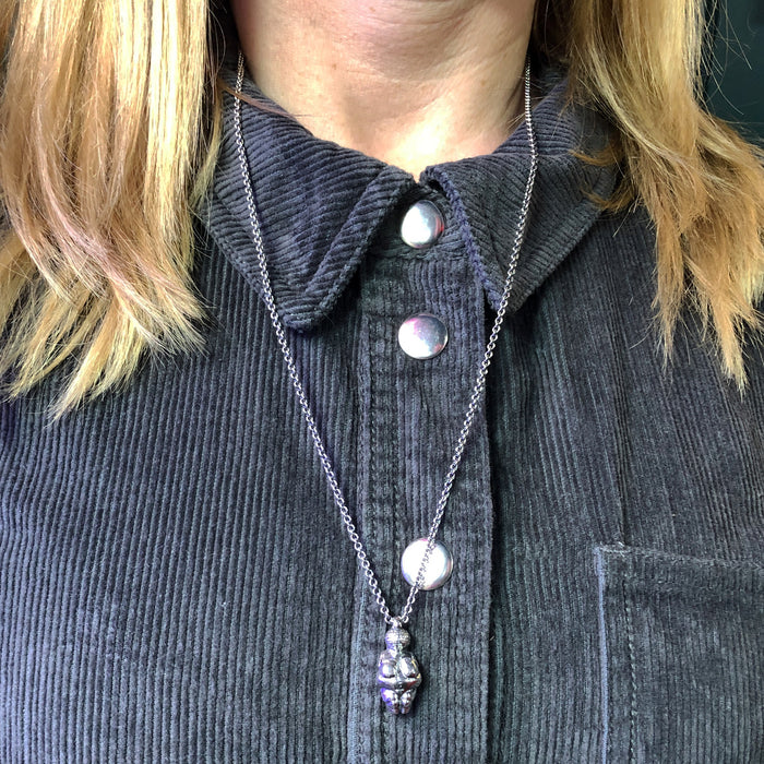 Large Venus Of Willendorf Oxidised Necklace