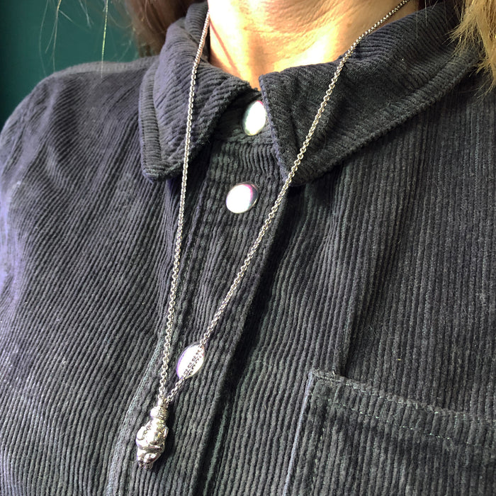 Large Venus Of Willendorf Silver Necklace