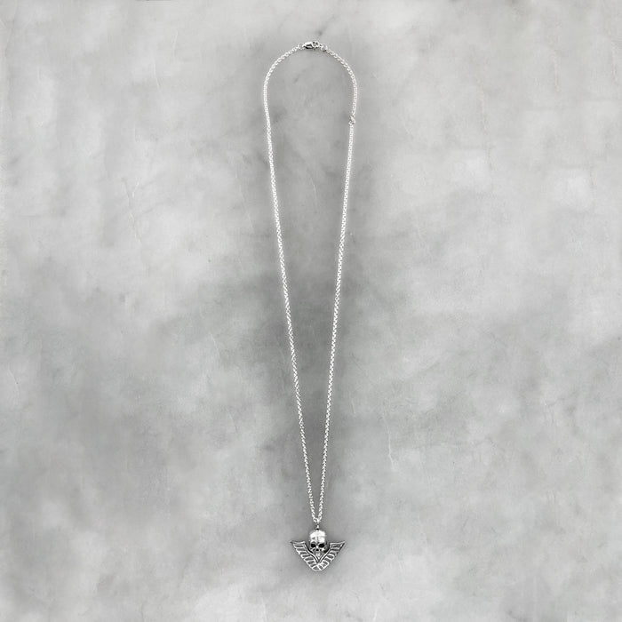 Victory Skull Pendant, Silver Necklace, Macabre Jewelry, Mourning Jewelry, Memento Mori, Winged Victory