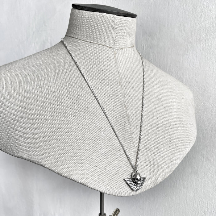 Victory Skull Pendant, Silver Necklace, Macabre Jewelry, Mourning Jewelry, Memento Mori, Winged Victory