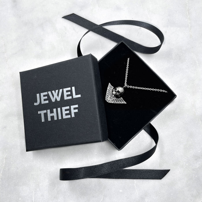 Victory Skull Pendant, Silver Necklace, Macabre Jewelry, Mourning Jewelry, Memento Mori, Winged Victory