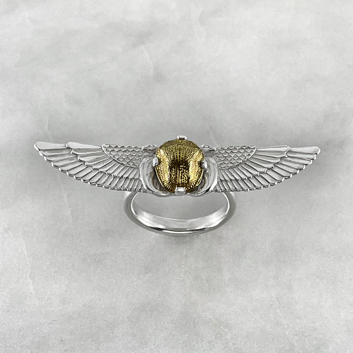 Winged Golden Scarab Ring