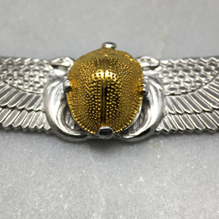 Winged Gold Scarab Beetle Necklace
