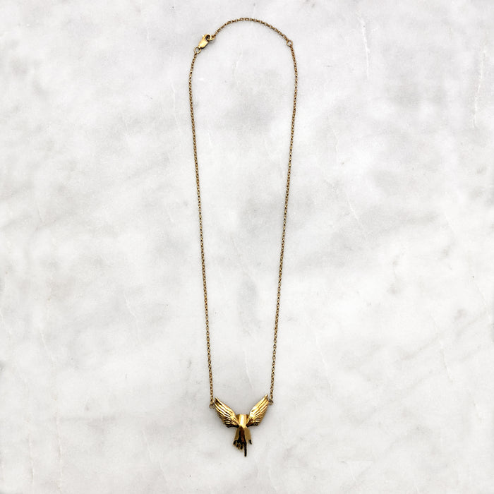 Guardian Angel Winged Hand Gold Necklace