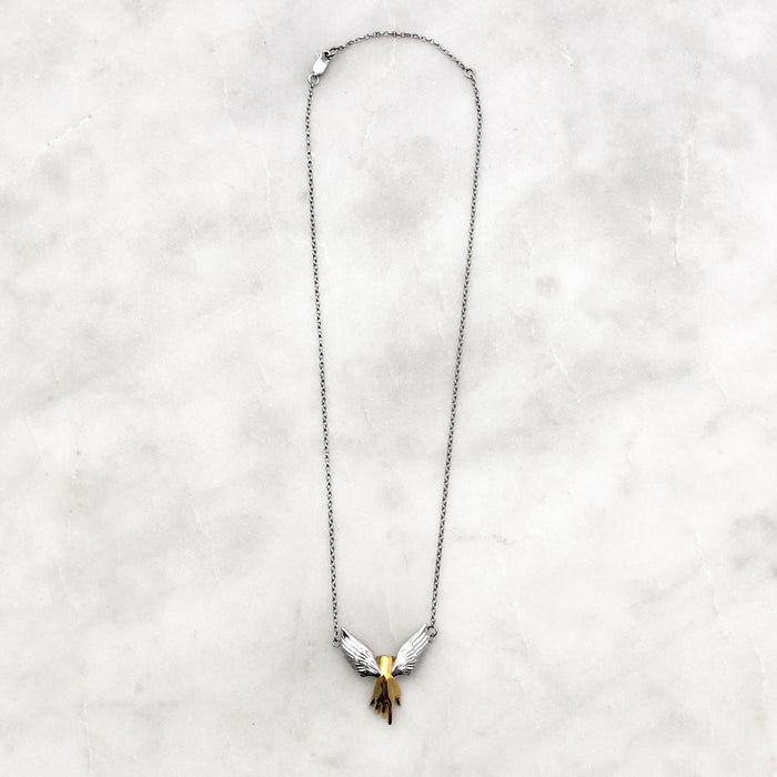 Guardian Angel Winged Gold Hand Necklace