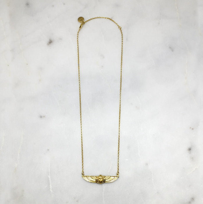 Small Gold Winged Scarab Beetle Necklace