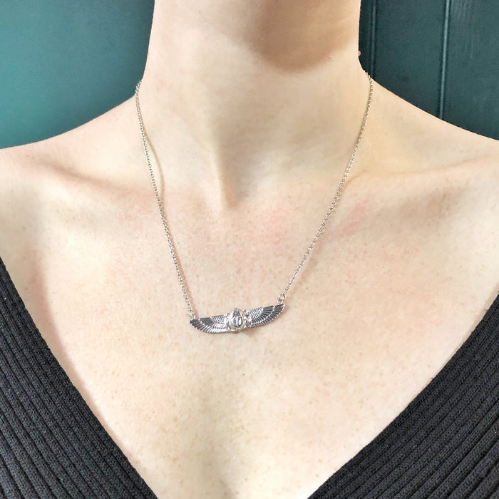 Small Winged Scarab Beetle Necklace