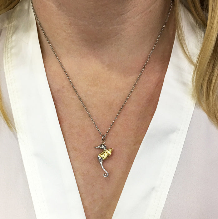 Gold Winged Seahorse Necklace